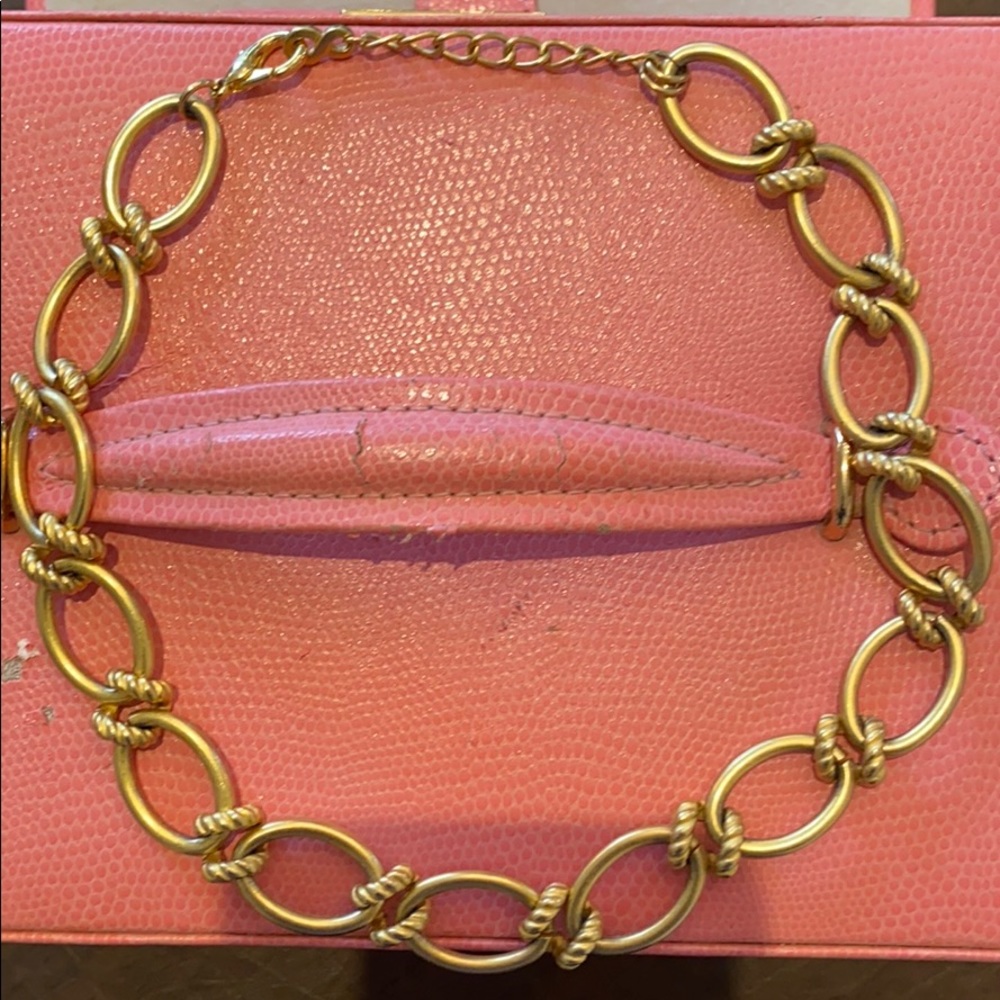 Faux brushed gold link necklace